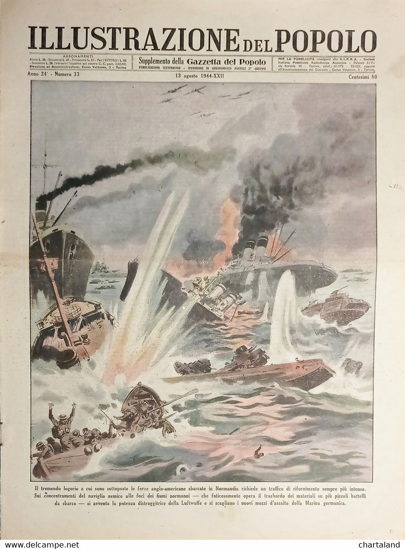 WWII Supplemento Gazzetta Del Popolo - Illustrazione Del Popolo N. 33 - 1944 - Autres & Non Classés