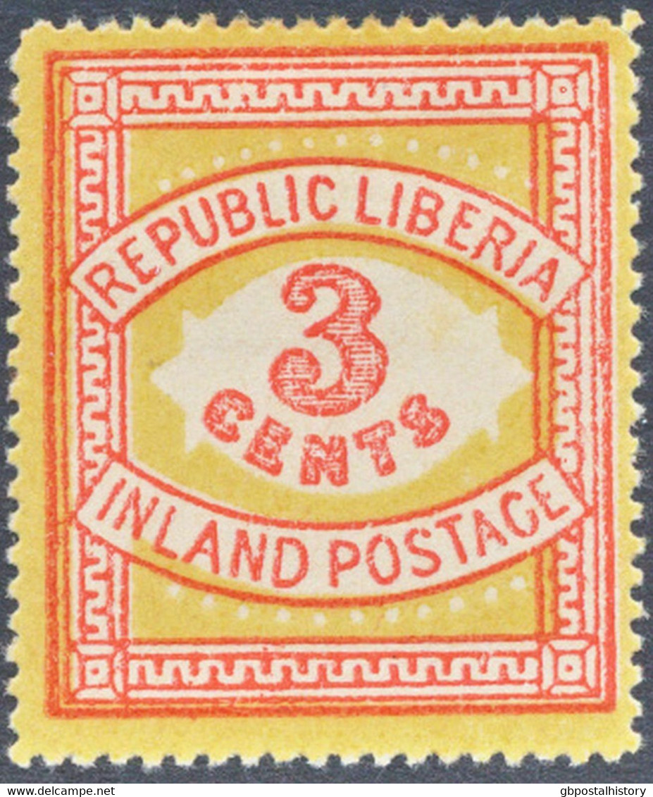 LIBERIA 1897 Digit 3C TypeII (13 Pearls) Superb Unused MAJOR VARIETY WRONG COLOR - Liberia