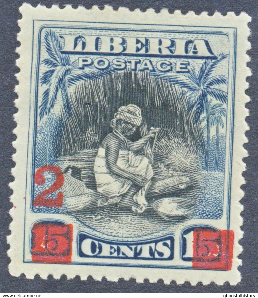 LIBERIA 1915 Freim.-Ah.-Ausgabe 2 (C.) A. 15 C. Baumwollspinnerin Ungebr. ABART - Liberia