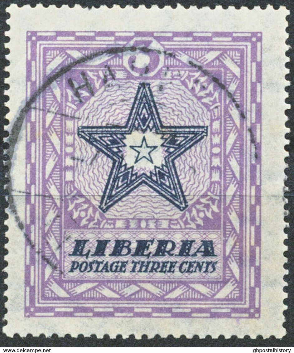 LIBERIA 1923 MAJOR ERROR & VARIETY: MISSING COLOR BLUE Star Of Liberia VFU Used - Liberia