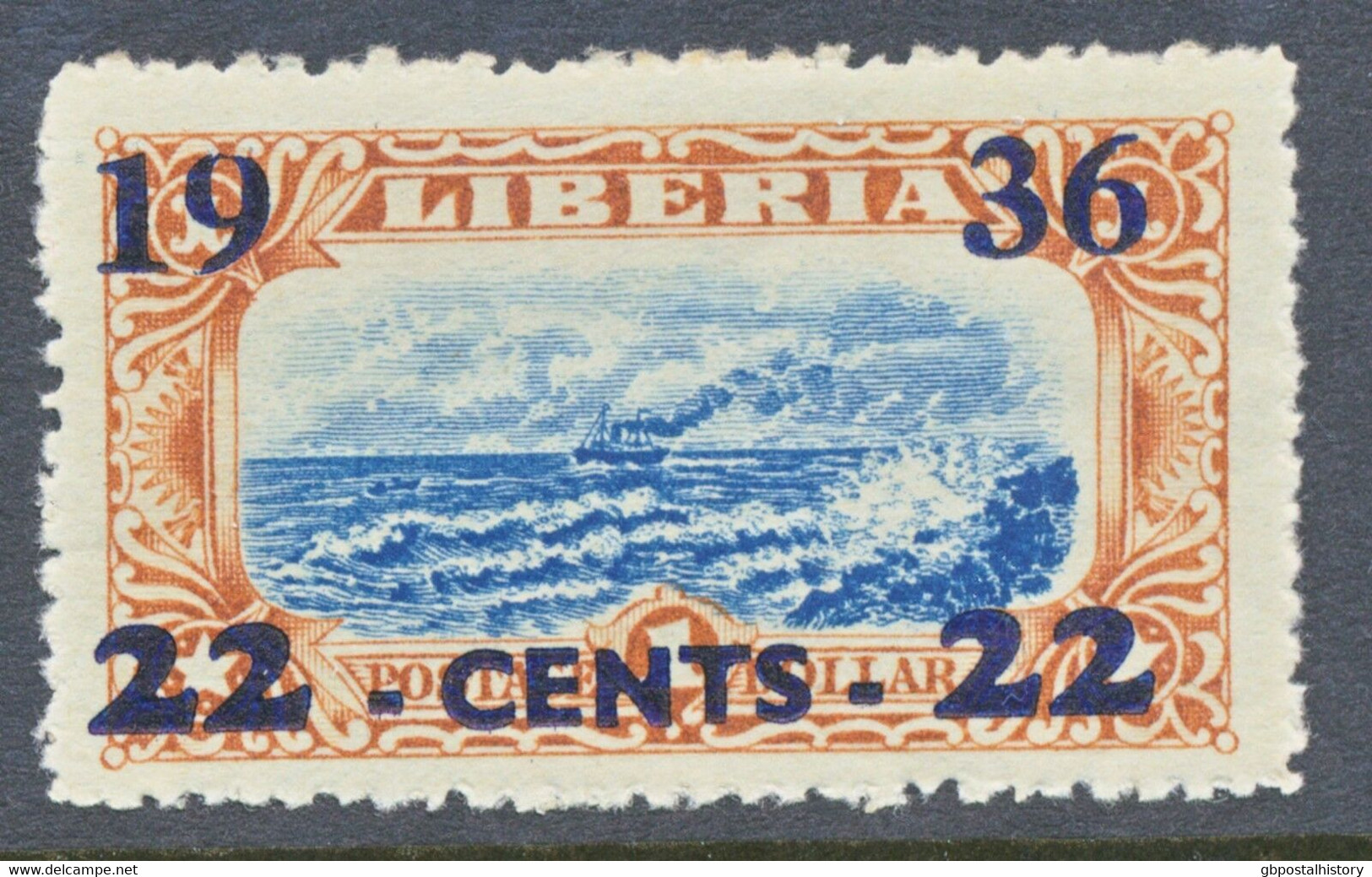 LIBERIA 1936, Provisional Definitive 22 Cents On 1 $ MISPRINT/VARIETY/ERROR - Liberia