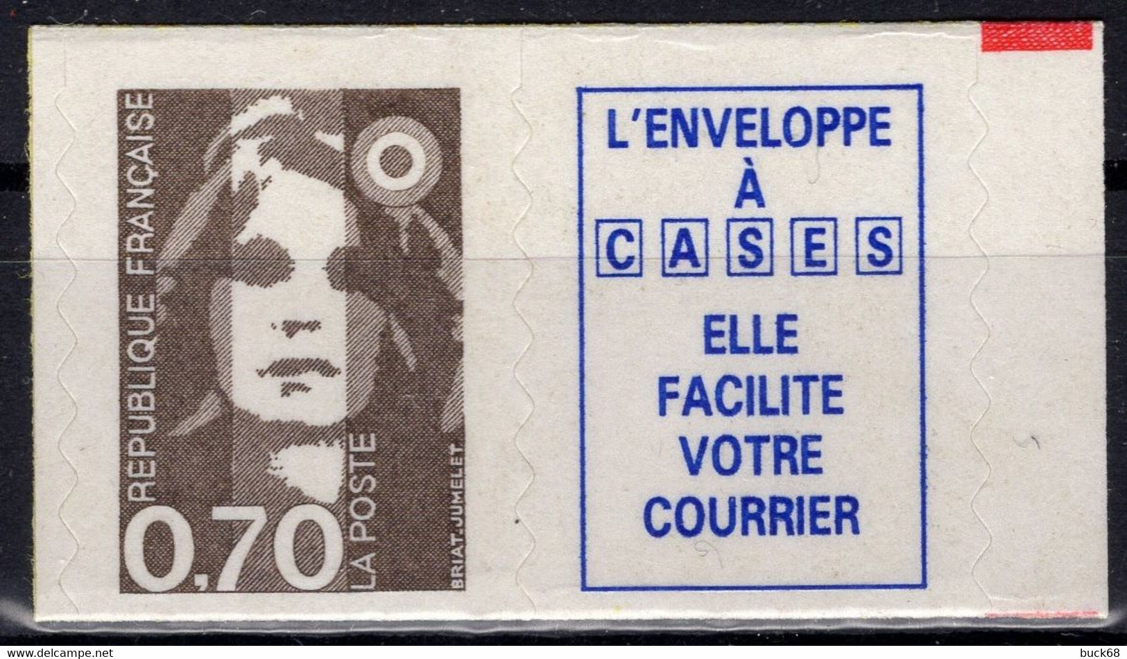 FRANCE 2873a ** MNH Marianne Du Bicentenaire Bord Ondulé Type I Adhésif 0,70 + Vignette (CV 13 €) 1994 - Unused Stamps