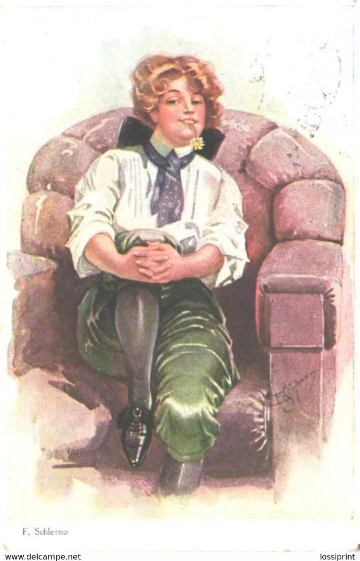 F.Schlemo:Interressant, Glamour Lady On Armchair, Pre 1940 - Schlemo, F.