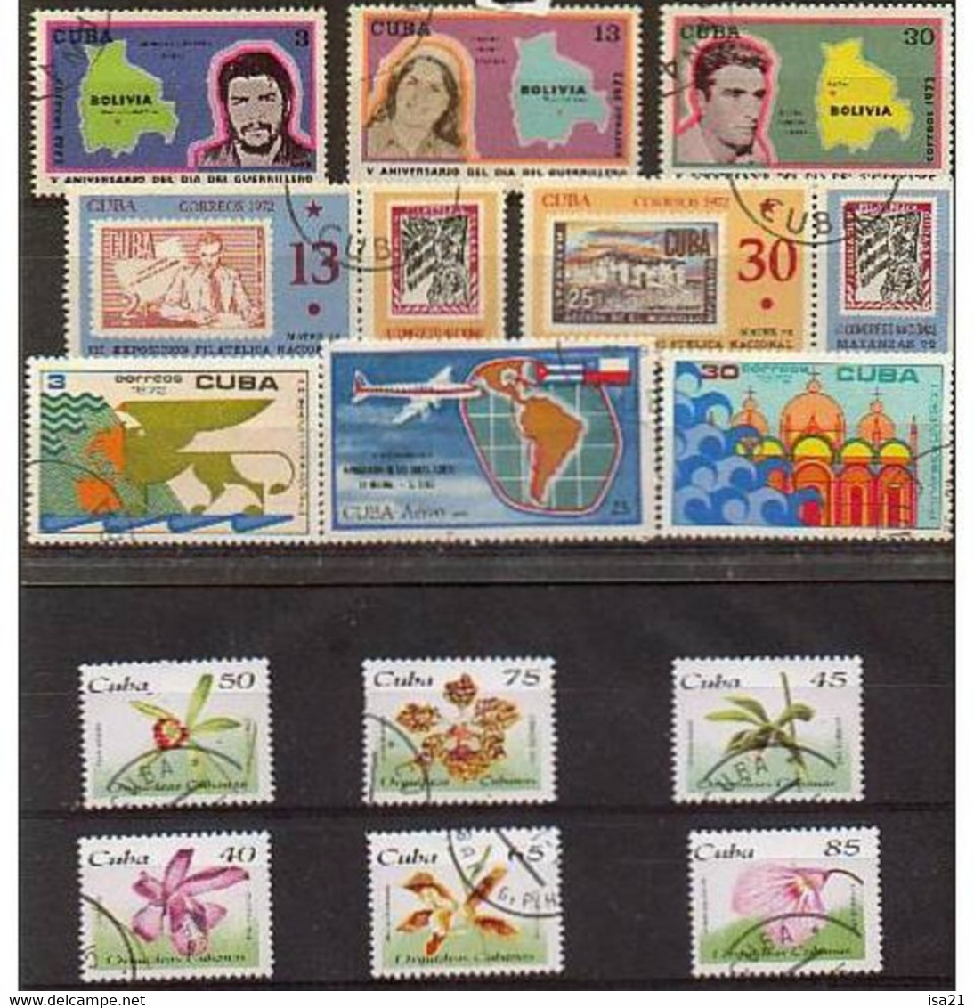 Lot De 14 Timbres CUBA Fleurs Personnalités Avion, Etc - Lots & Serien