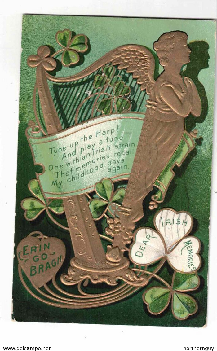 POEM "Tune Up The Harp! And Play A Tune......", 1910 Postcard, Canada - Saint-Patrick