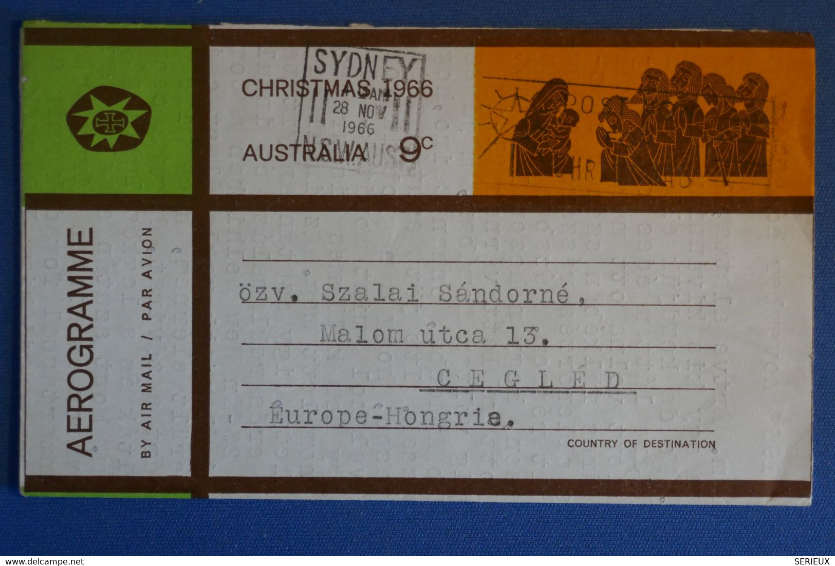 M19 AUSTRALIE BELLE LETTRE AEROGRAMME 1966 SYDNEY POUR CEGLED HONGRIE + AFFRANCHISSEMENT PLAISANT - Briefe U. Dokumente