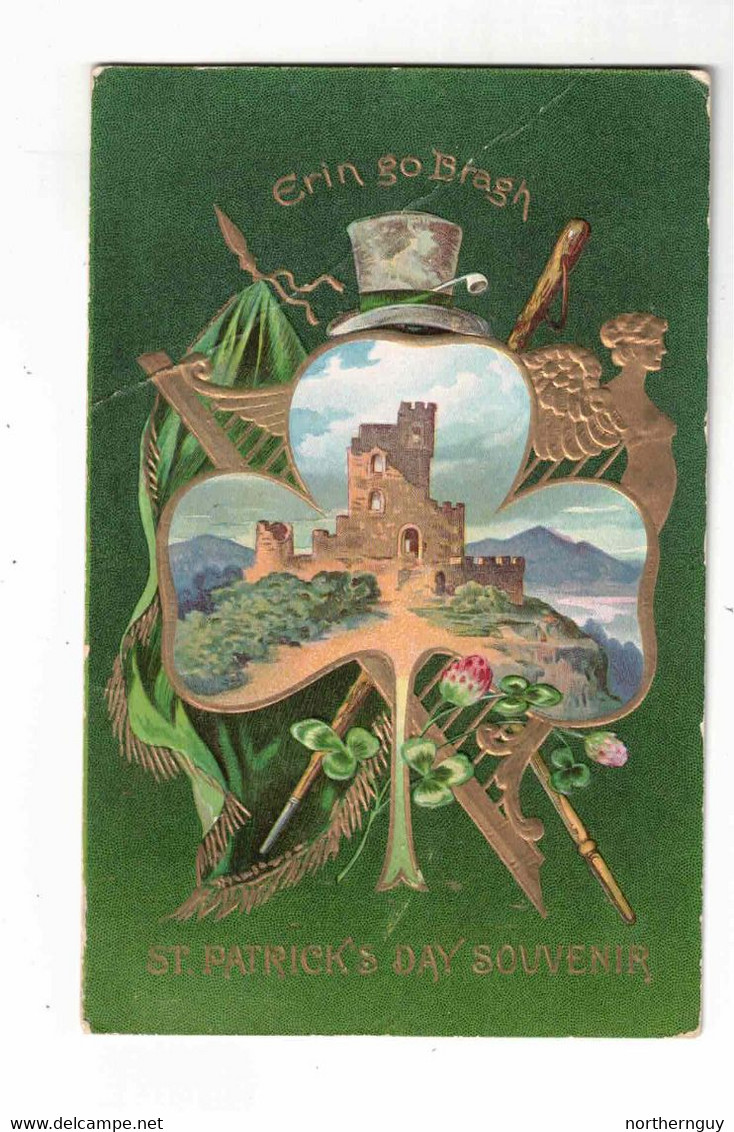 "Erin Go Bragh, St. Patrick's Day Souvenir", 1910 Postcard, Canada & USA - Saint-Patrick's Day
