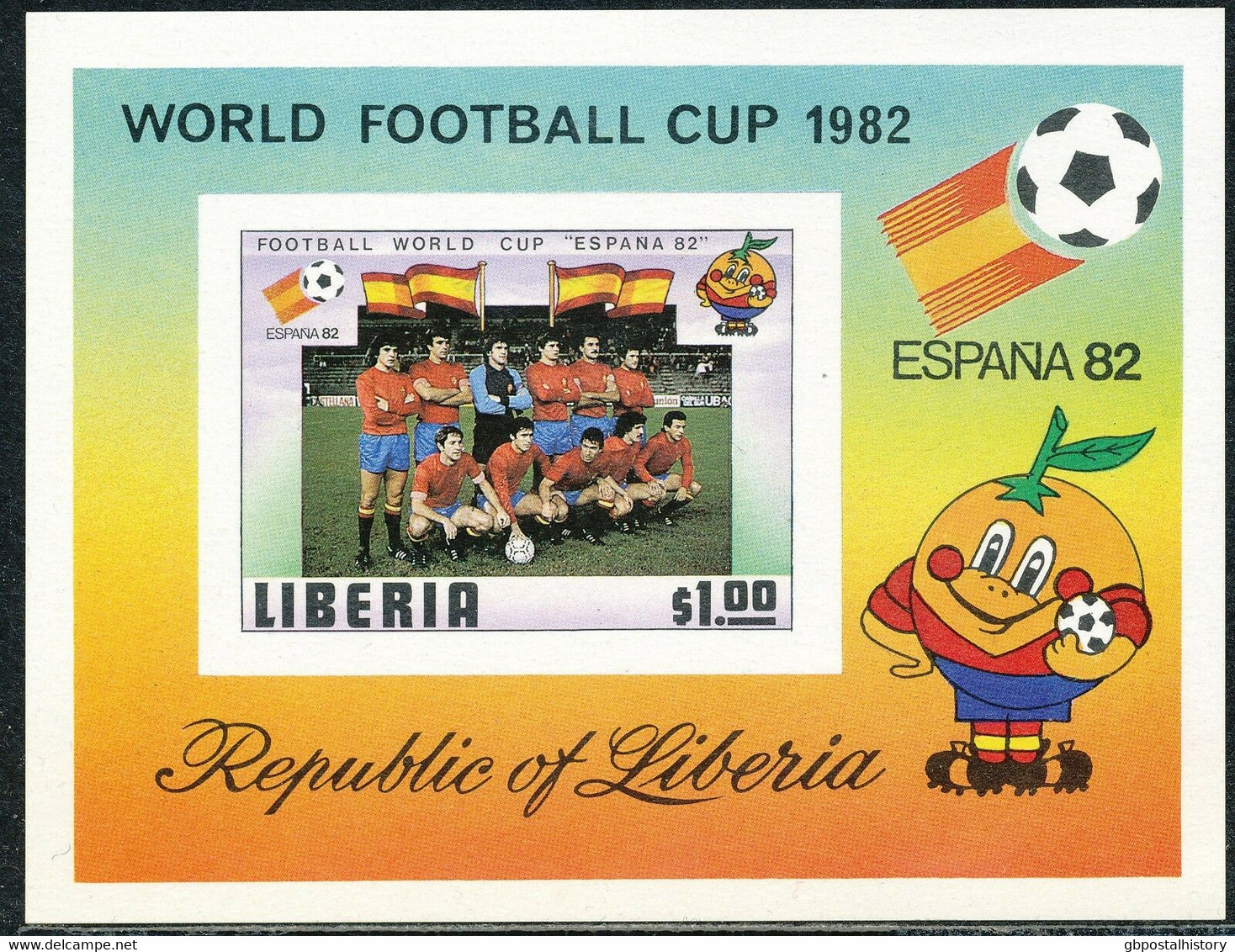 LIBERIA 1981 World Cup Spain 1982 cpl.set + MS U/M VARIETIES ALL IMPERFORATED MS