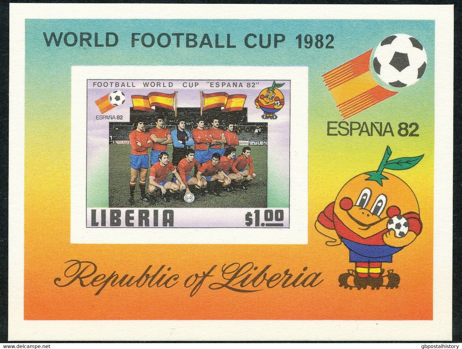 LIBERIA 1981 World Cup Spain 1982 cpl.set + MS U/M VARIETIES ALL IMPERFORATED MS