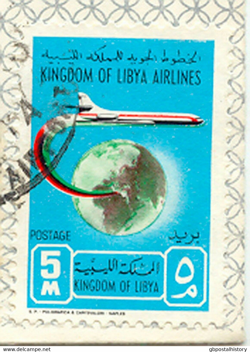 LIBYEN 1965 Gründung Der Königlich Libyschen Luftfahrtgesellschaft Karte ABART - Libye