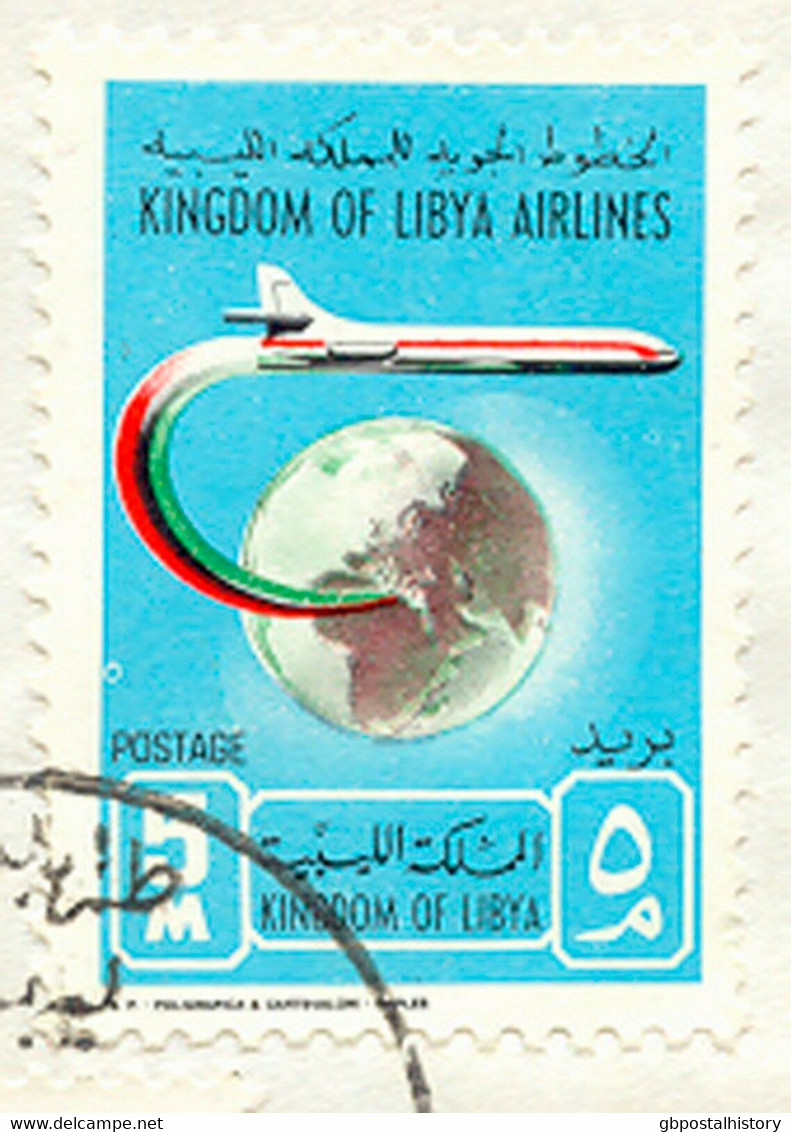 LIBYEN 1965 Gründung Der Königlich Libyschen Luftfahrtgesellschaft Karte ABART - Libyen
