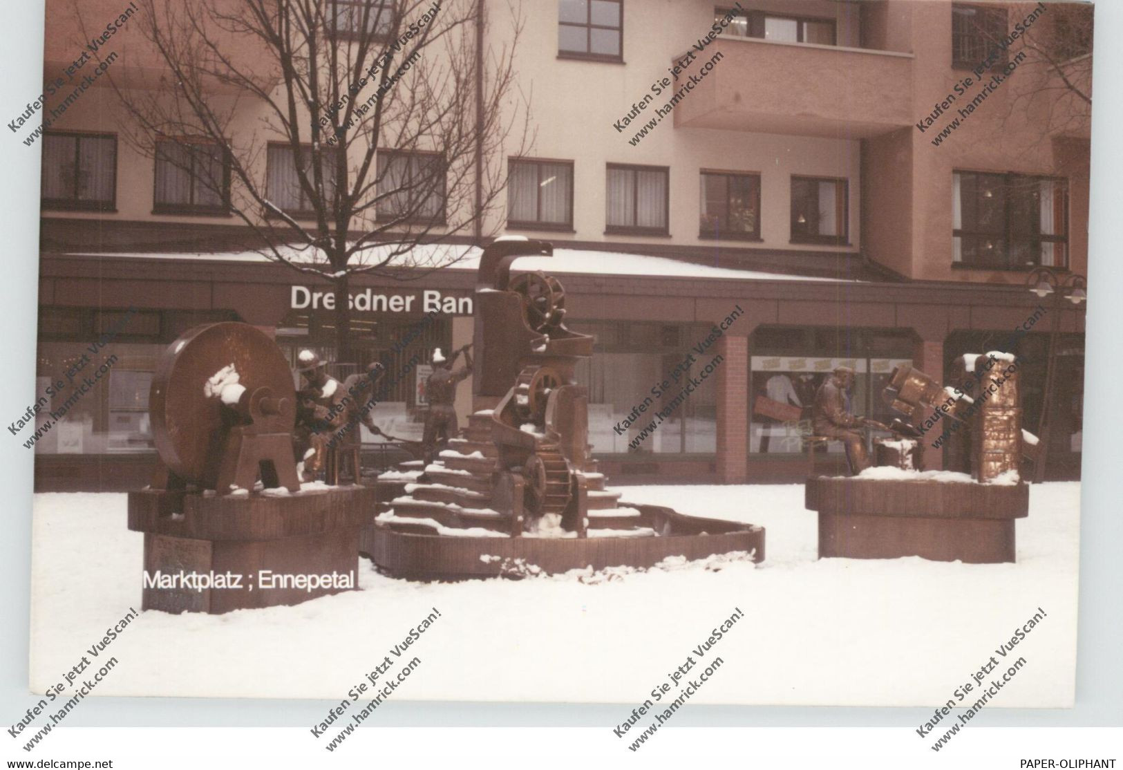 5828 ENNEPETAL, Marktplatz Im Schnee, Dresdner Bank - Ennepetal