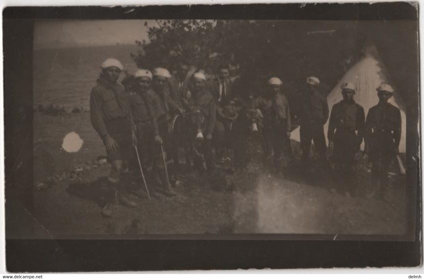 Carte Photo Groupe D'adolescents ânes Uniformes Tente Scout éclaireur à Identifier - Scouting