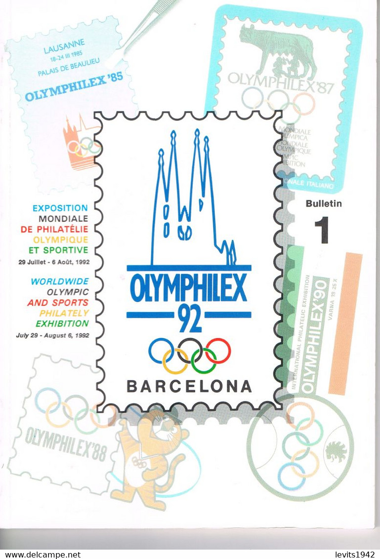 OLYMPHILEX 92 - BARCELONE - BROCHURE - 2 ENVELOPPES AVEC CACHETS DE LA MANIFESTATION - - Libros