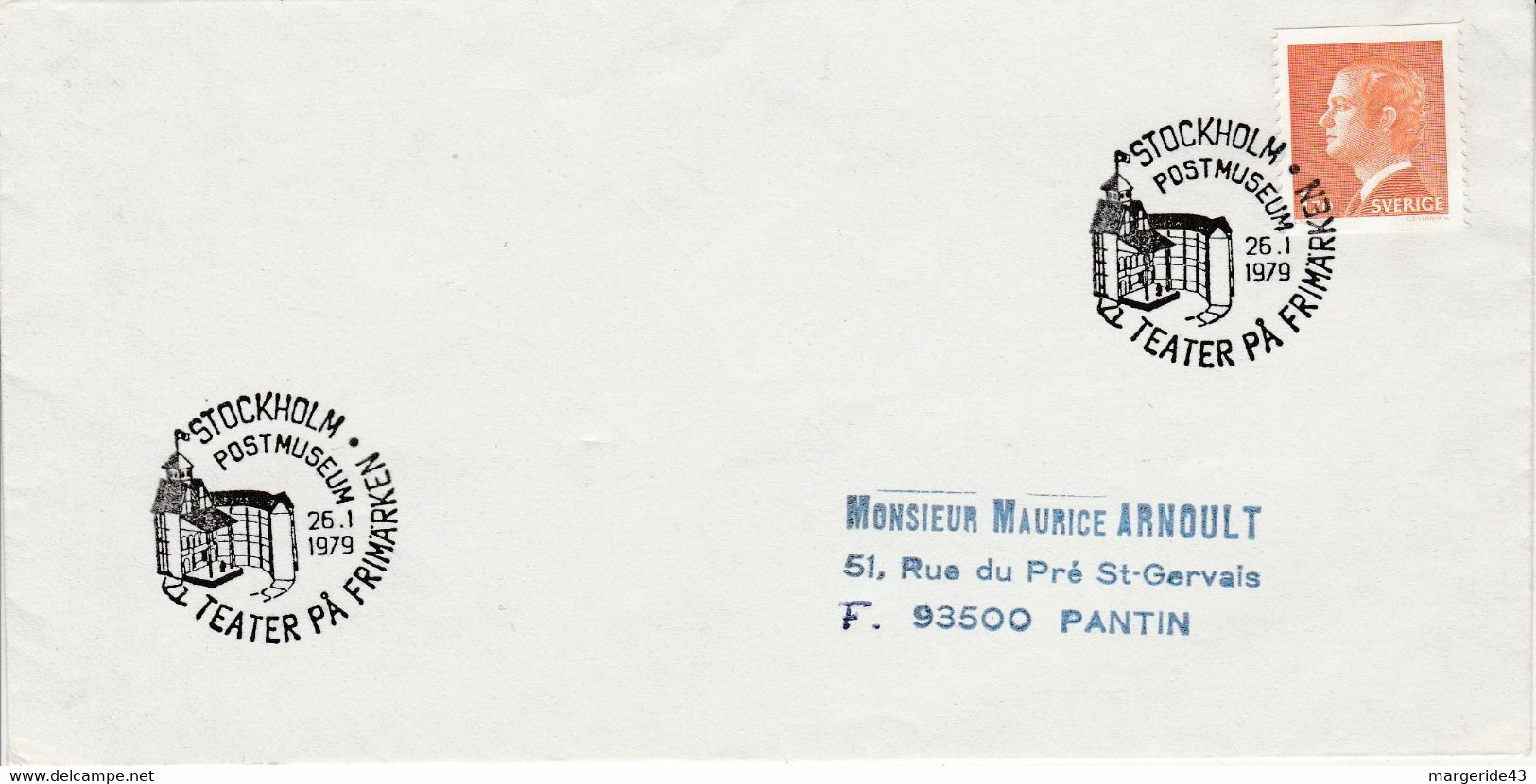 SUEDE LETTRE DU MUSEE POSTAL POUR LA FRANCE 1979 - Andere & Zonder Classificatie