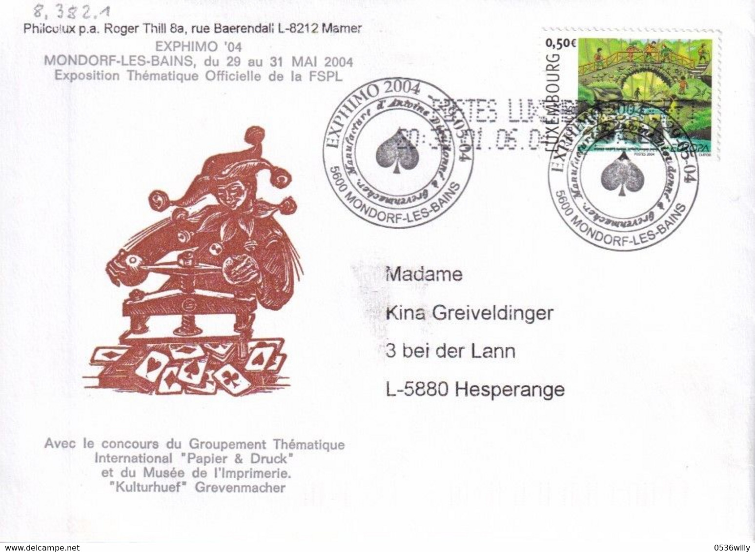 Luxembourg 2004 - Mondorf-les-Bains EXPHIMO (8.382.1) - Storia Postale