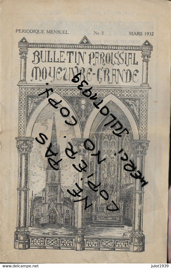 CB .  MOYEUVRE - GRANDE ..-- BULLETIN  PAROISSIAL N° 3 De MARS 1932 . - Hayange