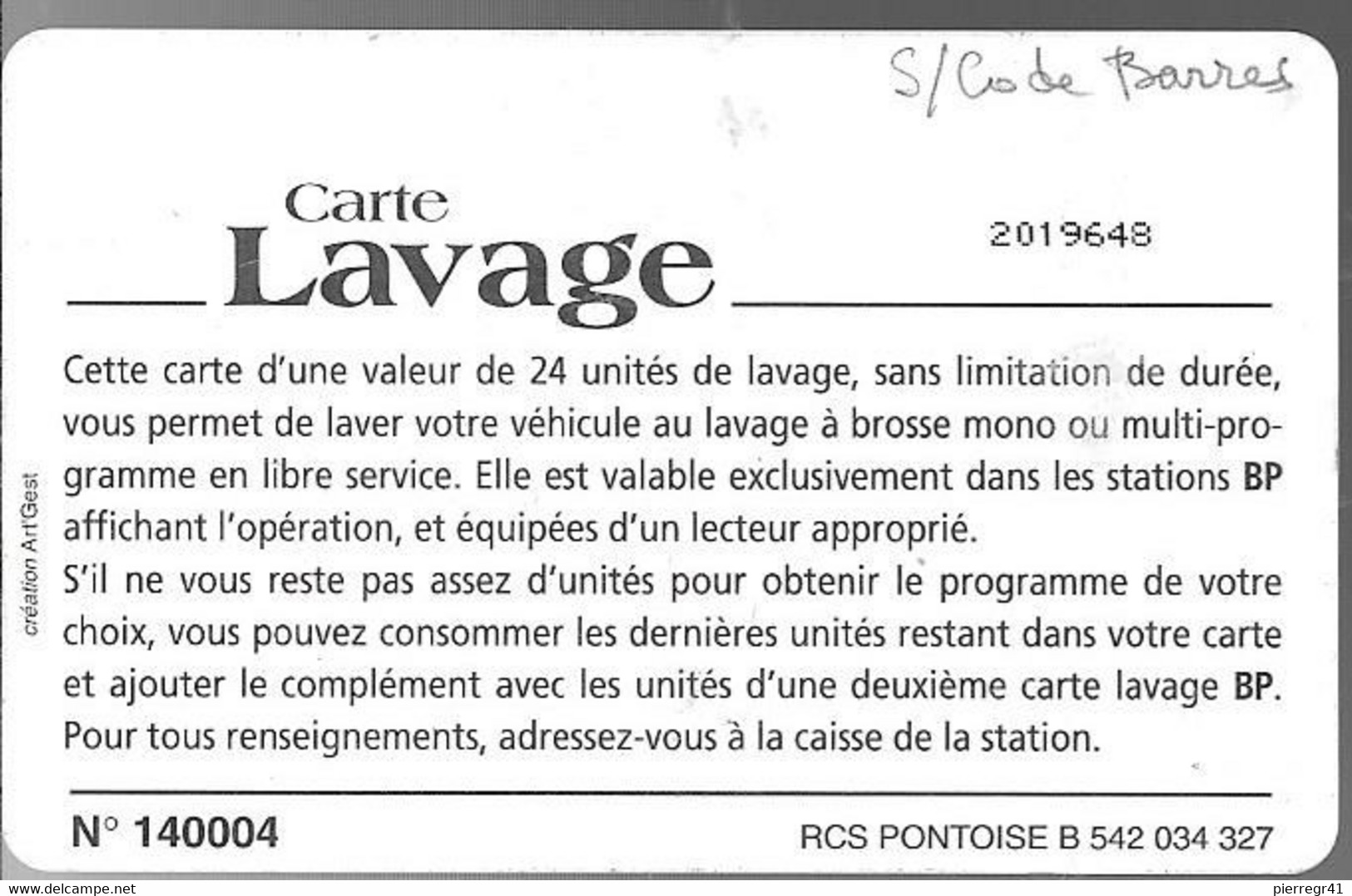 CARTE²-PUCE-GEM--LAVAGE-BP -24-UNITES-V° SANS Code Barres En Haut-TB E - Colada De Coche