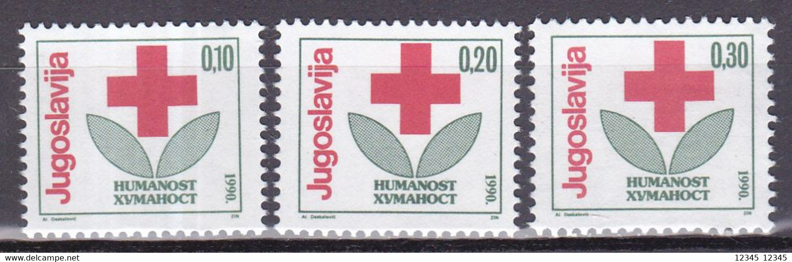 Joegoslavië 1990, Postfris MNH, Red Cross (12½ + 13¼) 2 Scans - Ungebraucht