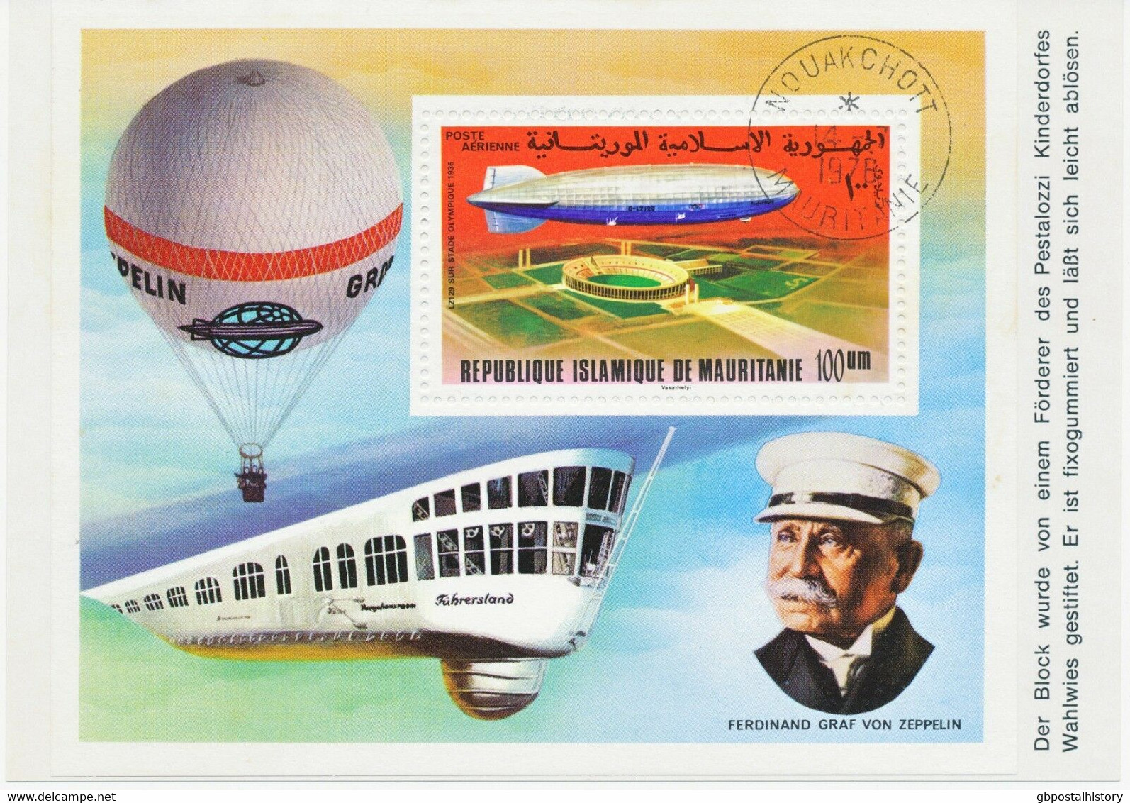 MAURITANIA 1978 ZEPPELIN MS On Superb Postcard - Mauritanië (1960-...)