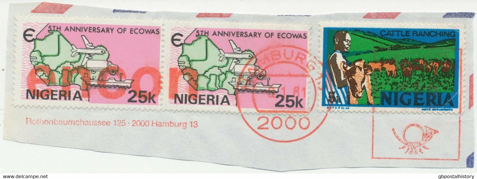 NIGERIA 1981, Extremely Rare And Curious METERPOST-POSTMARK From ENCON – HAMBURG - Nigeria (1961-...)