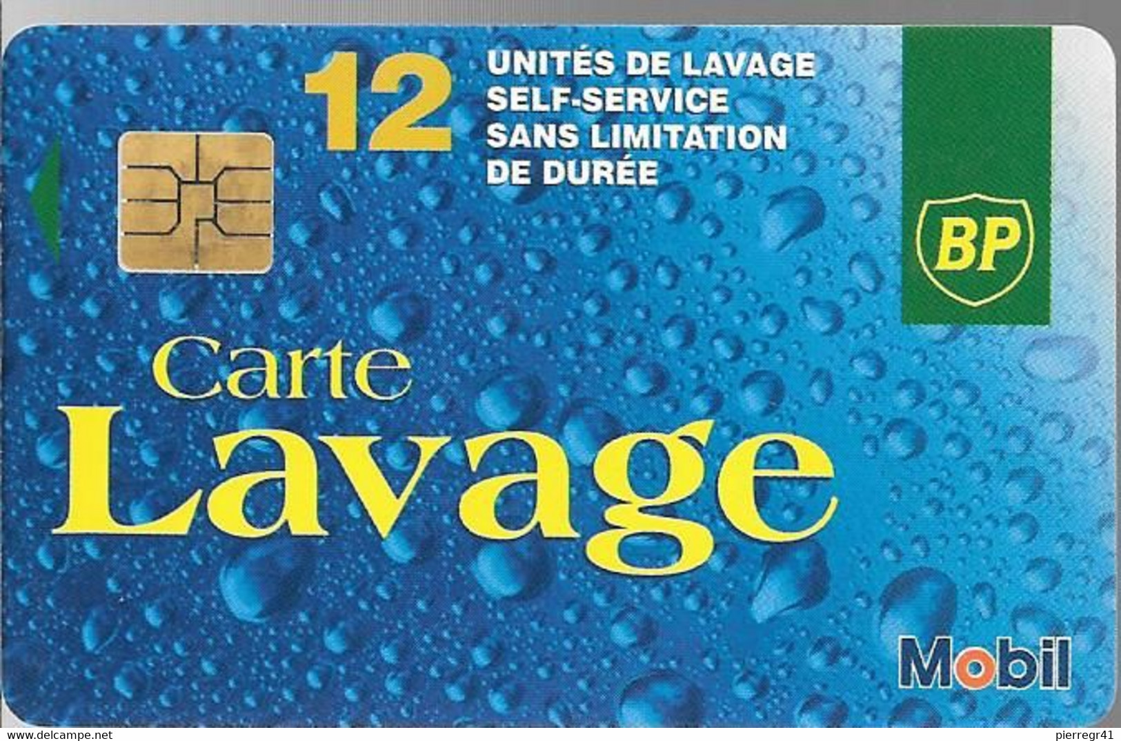 CARTE²-PUCE-SO3--LAVAGE-BP -MOBIL-12-UNITES-V° N°sur Ligne Lavage-V° Sans Code Barres En Haut-TB E - Car Wash Cards