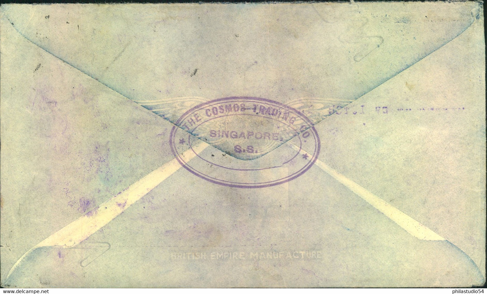 1936, 25 And 40 C Georg V On Letter "By Dutch Air Mail" From SINGAPORE To Trossingen, Württemberg - Singapur (...-1959)