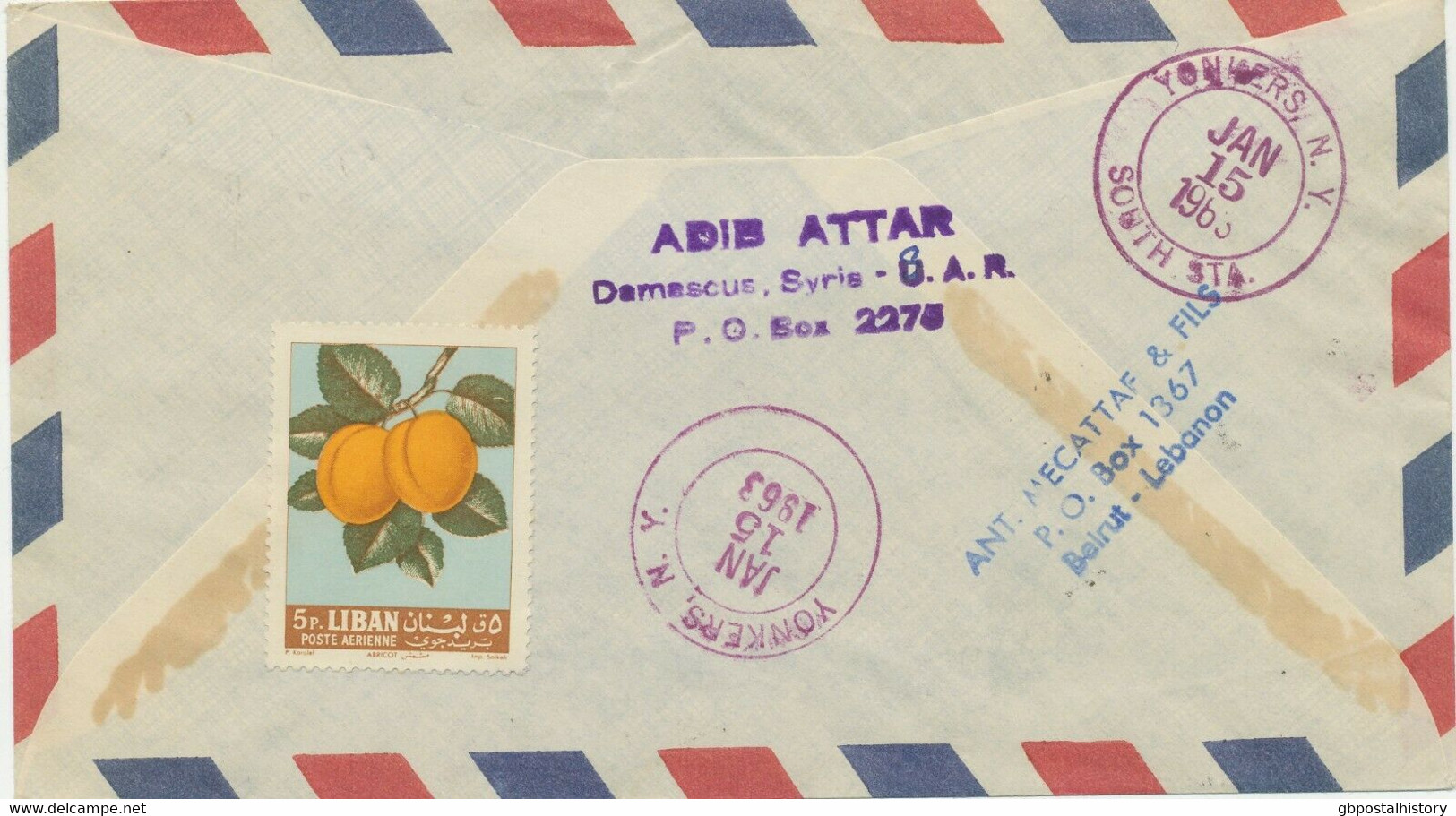 LIBANON 1963 Früchte 5 Pia. U 10 Pia. (je 2x) Sowie 70 Pia., Selt. MiF Nach USA - Libanon
