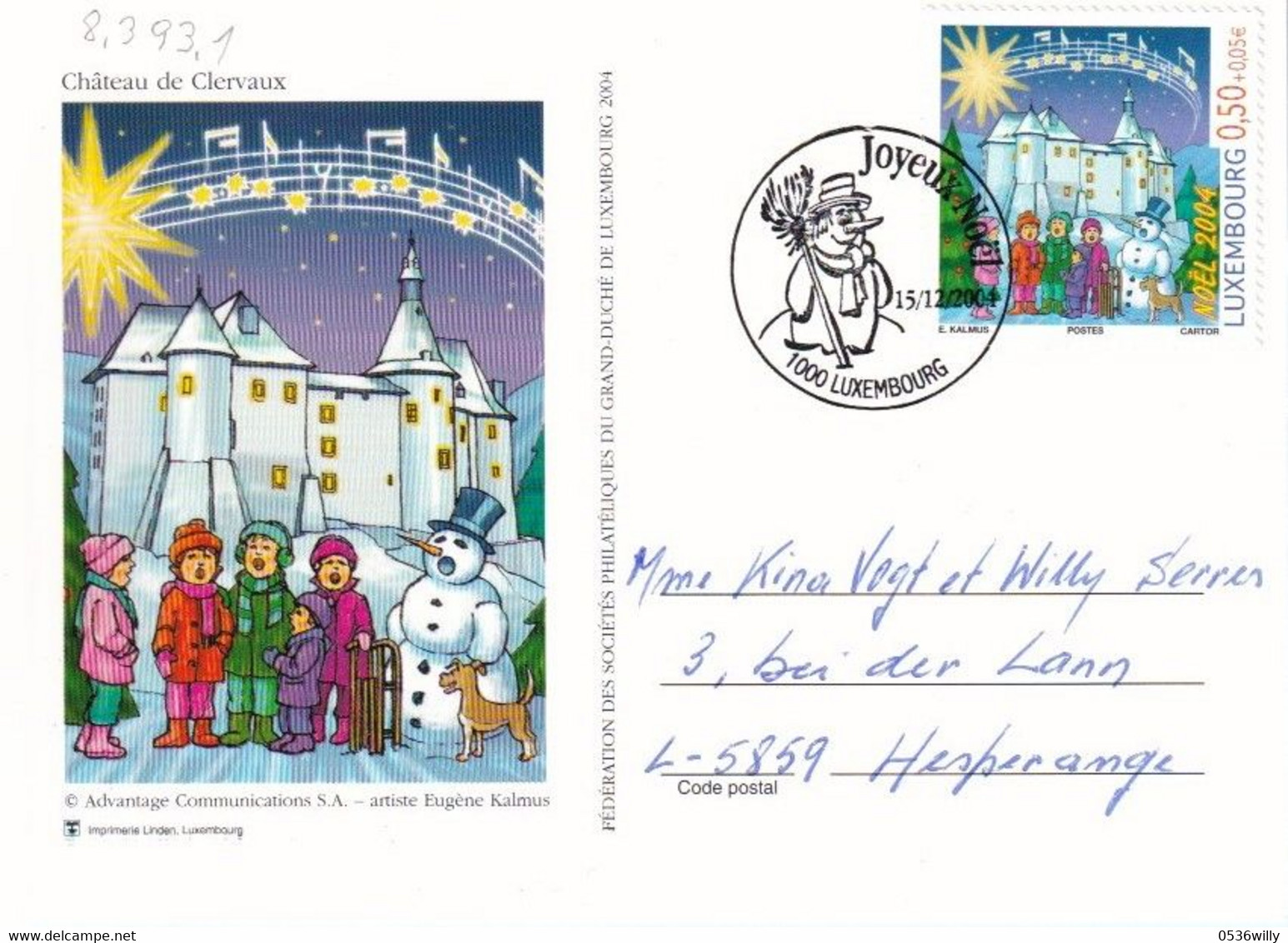 Luxembourg - Joyeux Noel (8.393) - Storia Postale