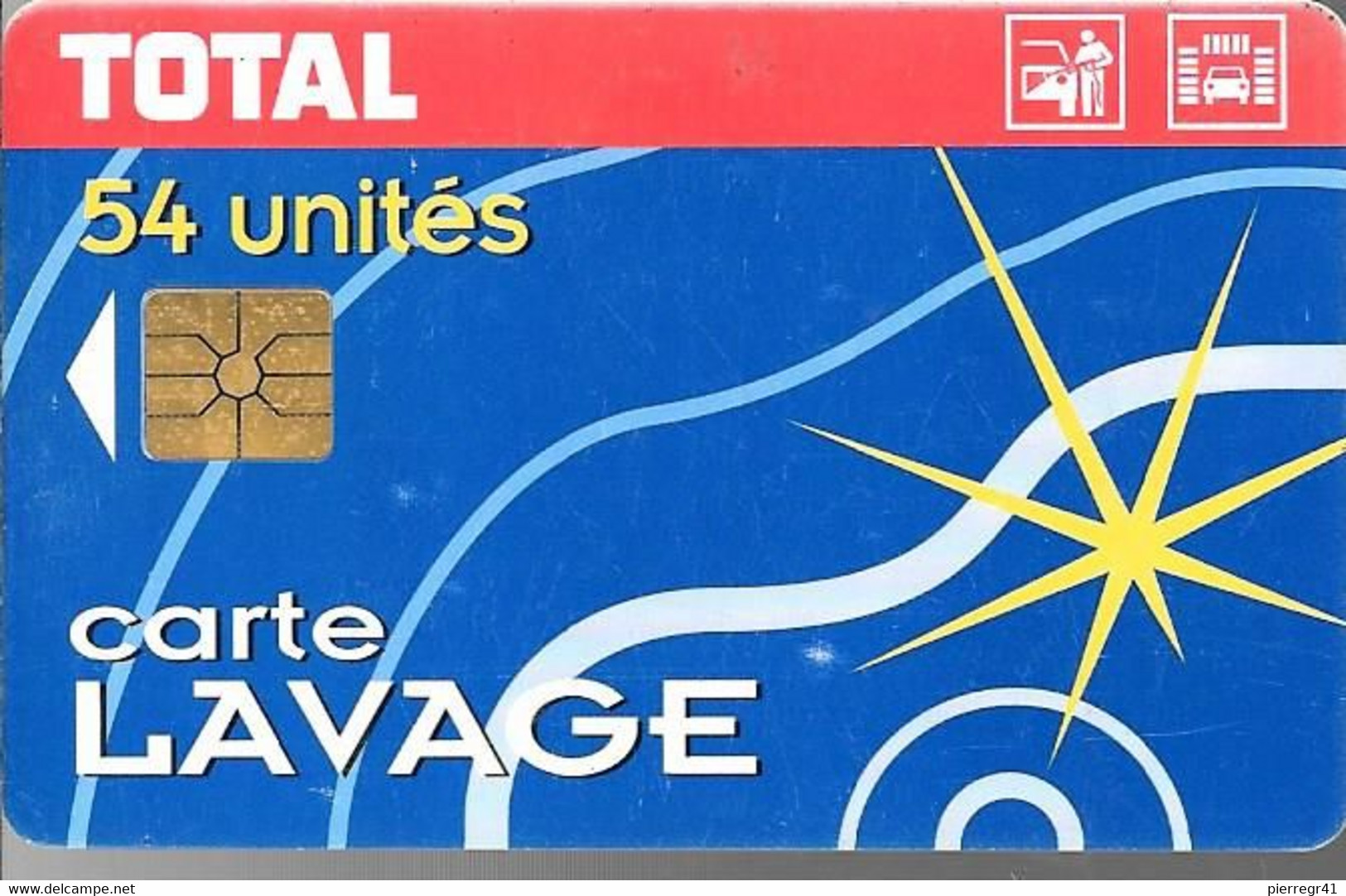 CARTE²-PUCE-GEMA--LAVAGE-TOTAL-54-UNITES-R° Bandeau Haut  ROUGE-TBE - Autowäsche