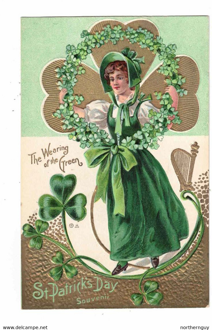 "The Wearing Of The Green, St. Patrick's Day Souvenir" 1910 Postcard, USA - Saint-Patrick's Day