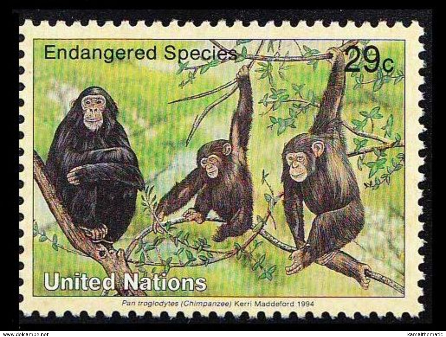 United Nations 1994 MNH, Endangered Wild Animals , Chimpanzee - Chimpanzés