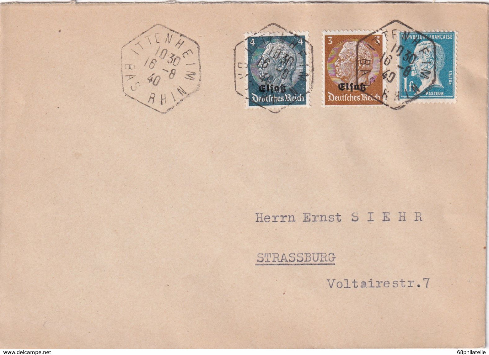 ALSACE-LORRAINE 1940 LETTRE DE ITTENHEIM - Storia Postale