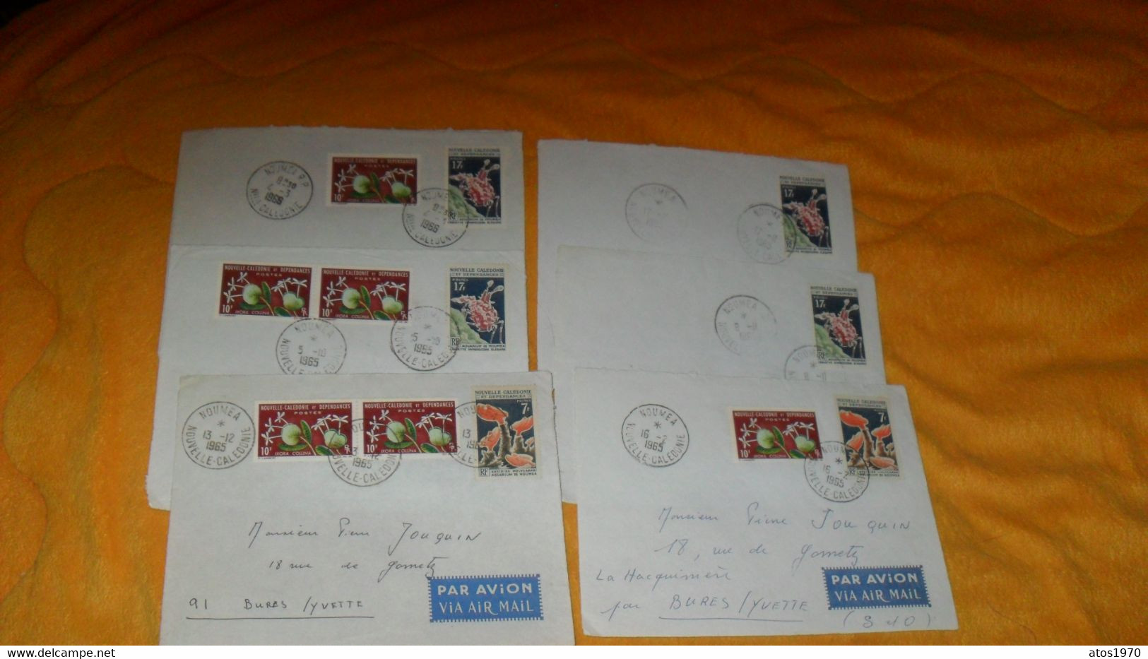 LOT 7 DEVANT D' ENVELOPPE ANCIENNE DE 1965 A 1966.../ CACHETS NOUMEA NOUVELLE CALEDONIE POUR BURES SUR YVETTE + TIMBRES - Covers & Documents