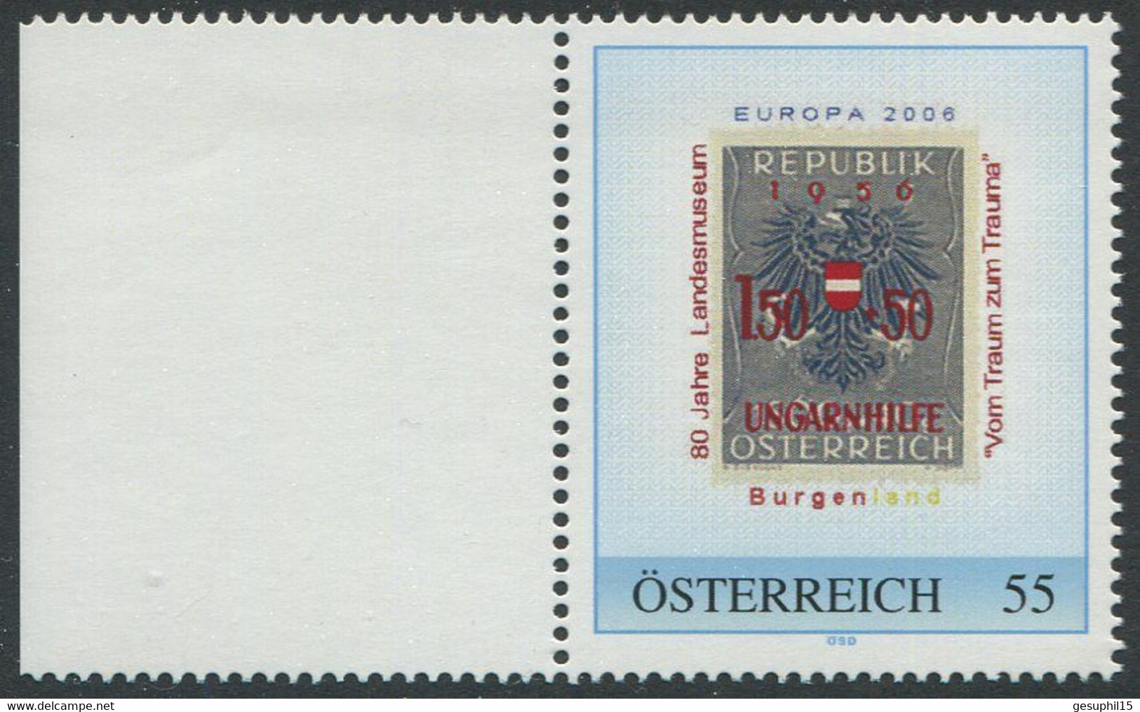 ÖSTERREICH / Personalisierte Briefmarke / 8010375 / Ungarnhilfe / Postfrisch / ** / MNH - Personnalized Stamps