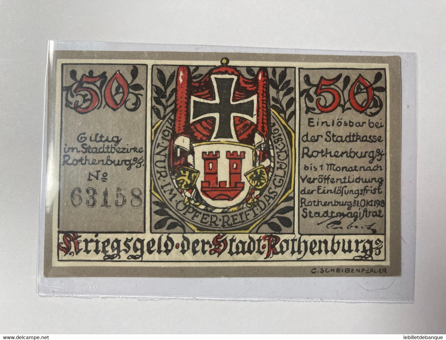 Allemagne Notgeld Rothenburg 50 Pfennig - Collections