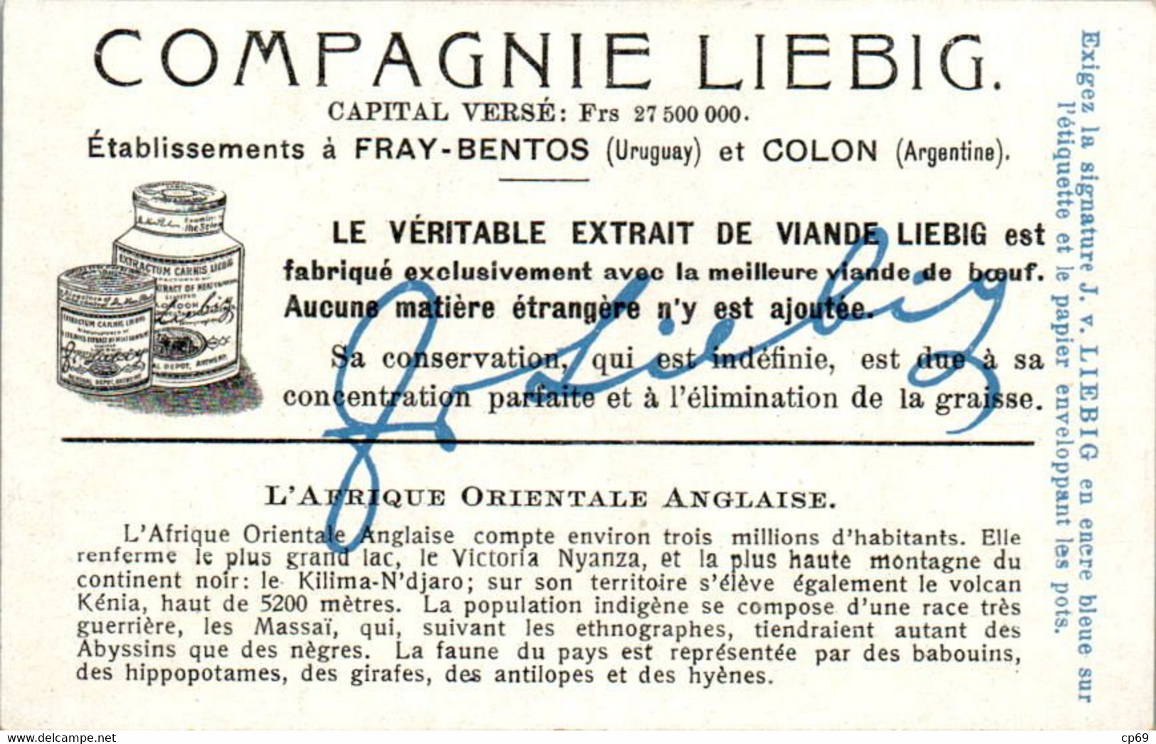 CHROMO LIEBIG - Pays Equatoriaux Afrique Anglaise Série Française N°1054 A) - Année 1912 TB.Etat - Liebig