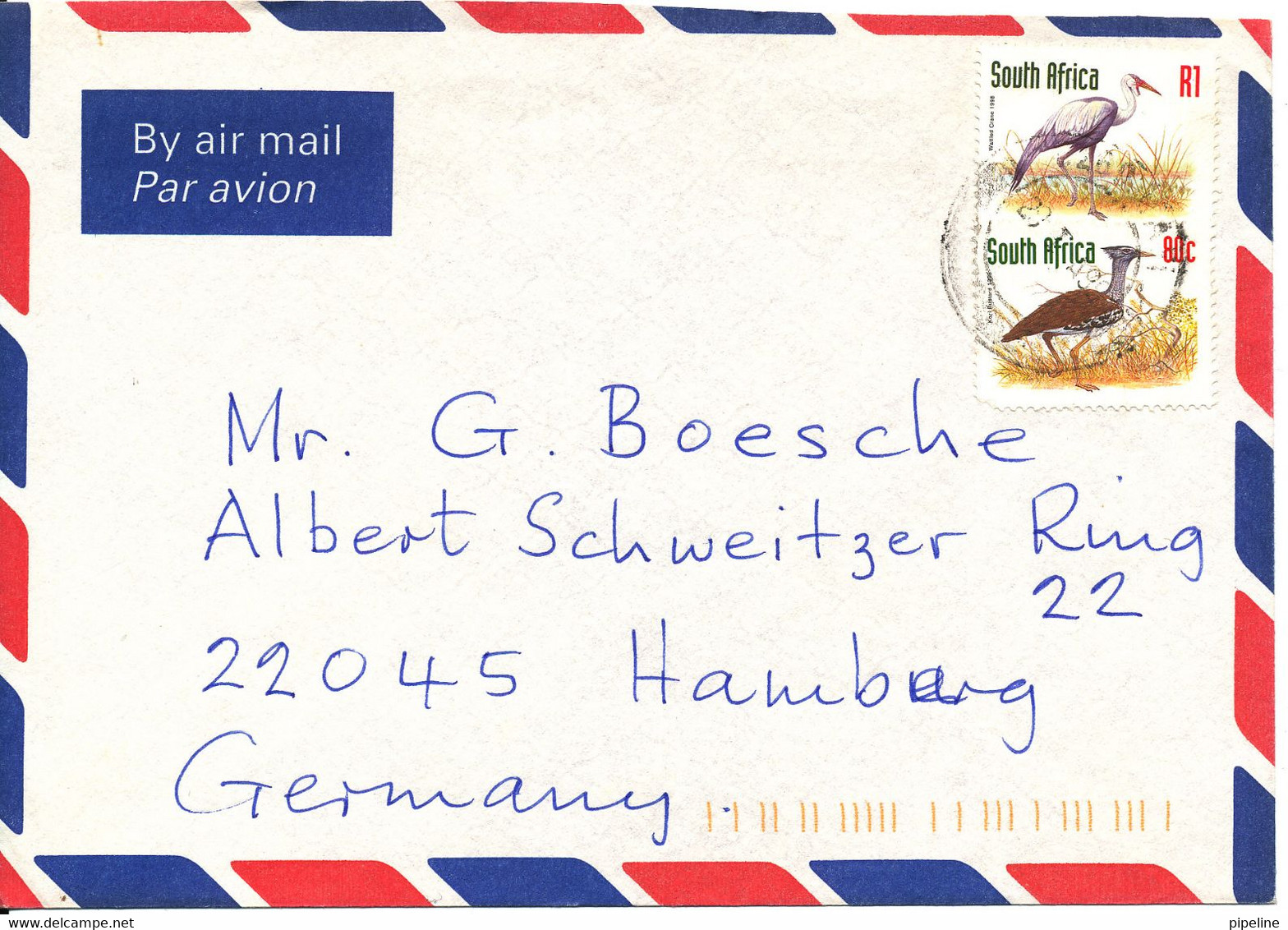 South Africa Air Mail Cover Sent To Germany BIRDS - Posta Aerea