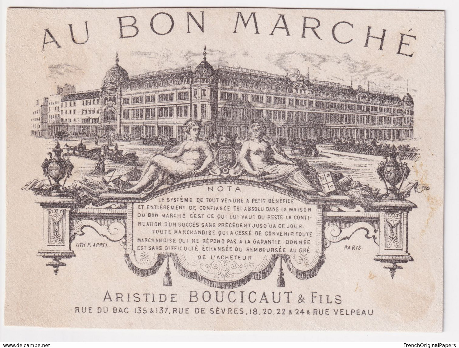 Jolie Chromo Appel Circa 1880 Au Bon Marché Boucicaut Paris Musique Instrument Cuivre Tuba Ophicléide Chat Fille 46-63 - Au Bon Marché