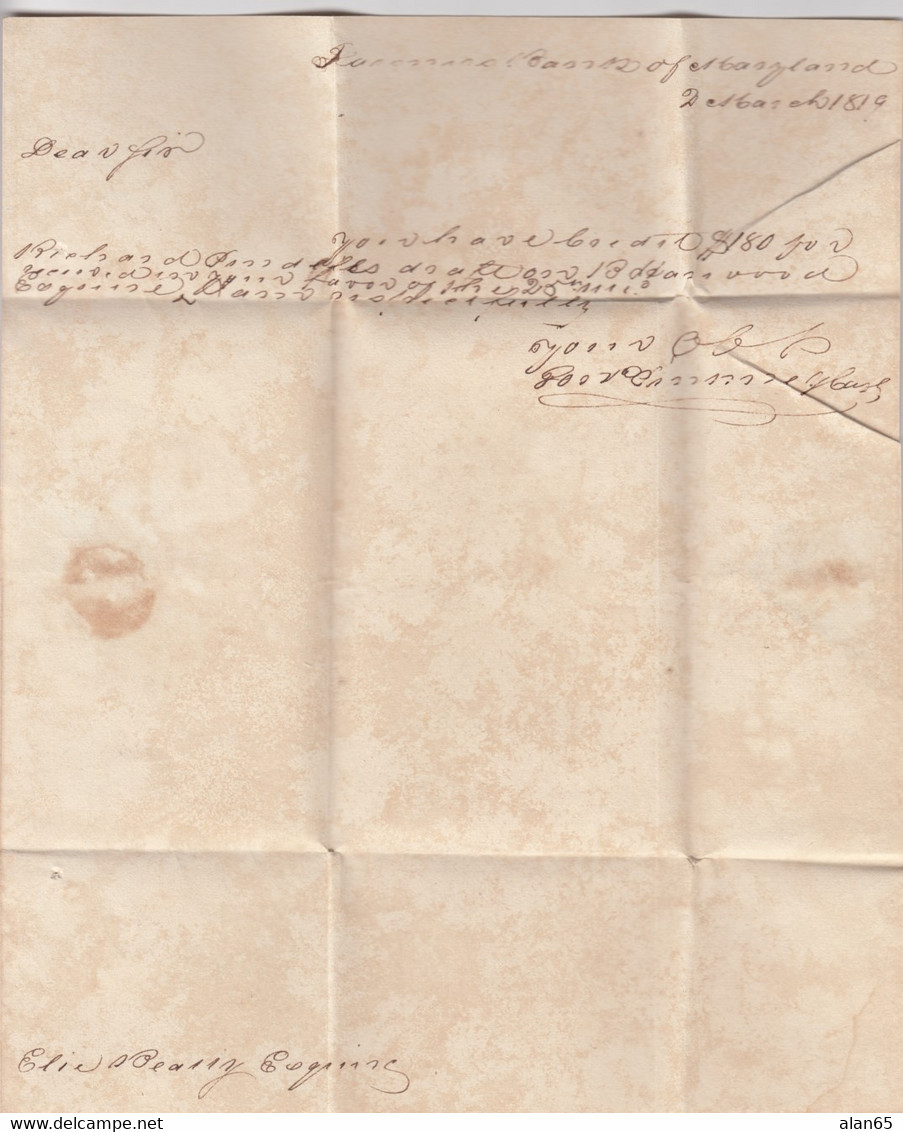 Stampless Cover, Annaps (Annapolis) Md (Maryland) Black Postmark, To Hagers Town (MD), 3 March 1819, 12 1/2c Rate - …-1845 Vorphilatelie