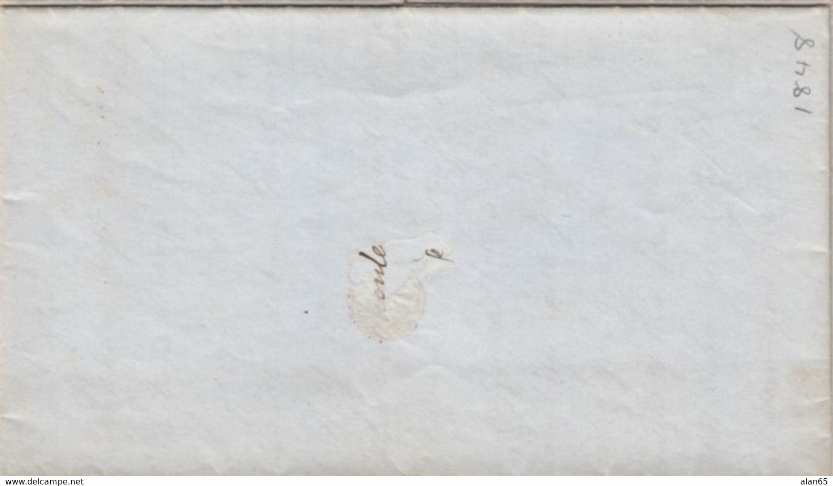 Stampless Cover, Jackson Mich (Michigan), Red Circle To Cold Water MI, 3 April (1848),  'circle 5' 5c Rate - …-1845 Préphilatélie