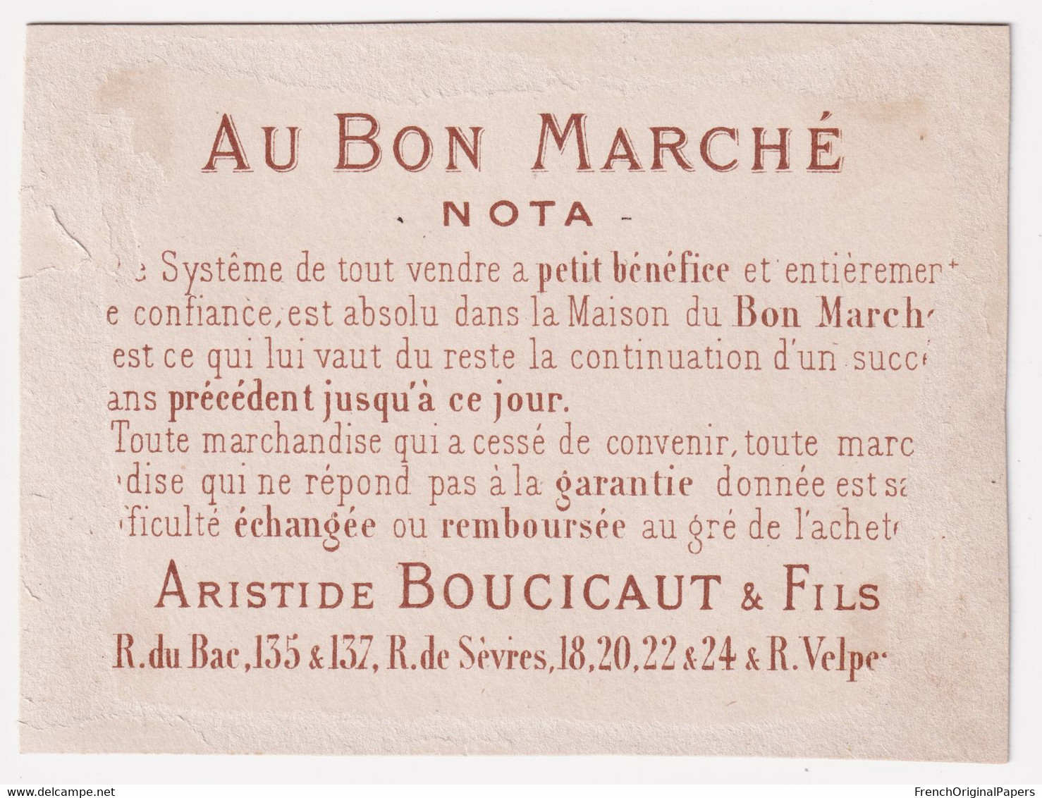 Jolie Chromo Appel Circa 1880 Au Bon Marché Boucicaut Paris Monsieur Croquemitaine Jouet Poupée Fillette Robe 46-64 - Au Bon Marché