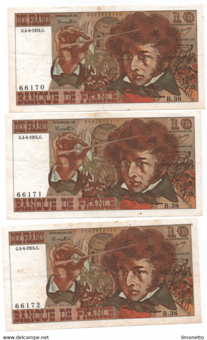 FRANCE -BERLIOZ - 10 Francs Du 4 04 1974( B.38 )  ( Numéros A La Suite )  -Fayette N° 63   Bon état - 10 F 1972-1978 ''Berlioz''