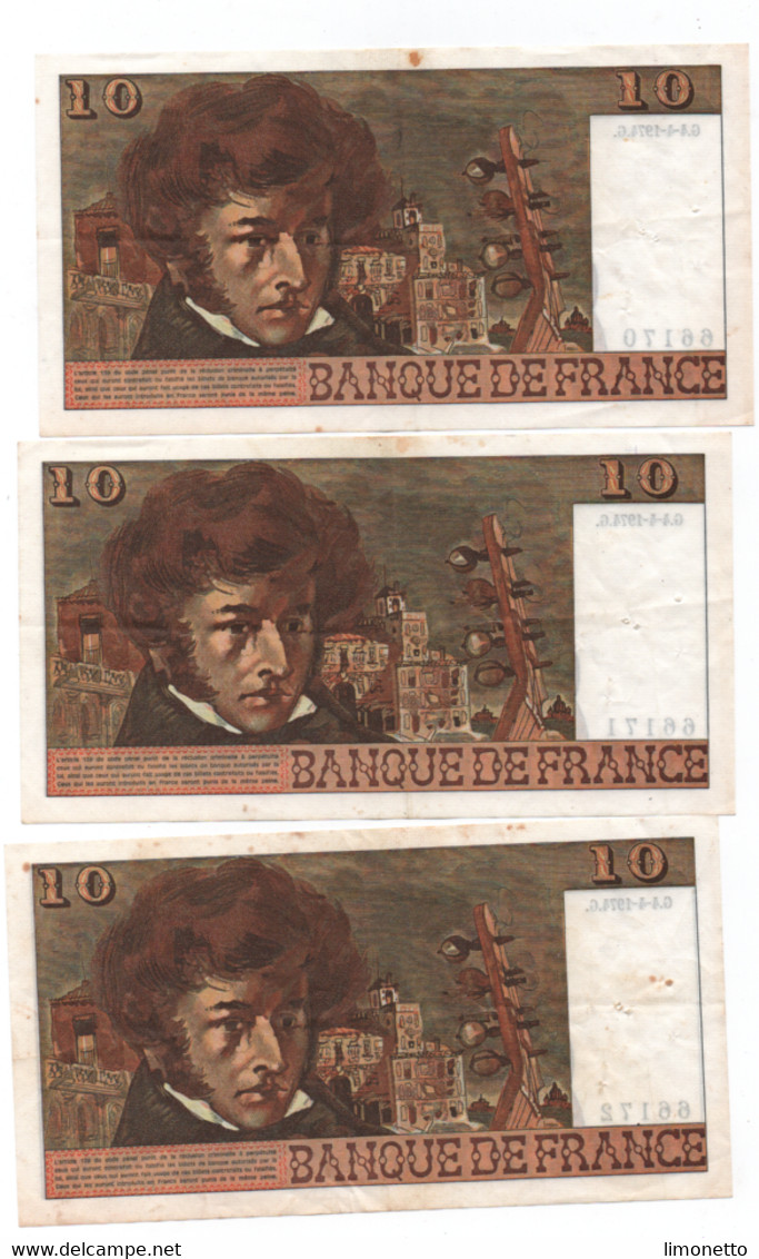 FRANCE -BERLIOZ - 10 Francs Du 4 04 1974( B.38 )  ( Numéros A La Suite )  -Fayette N° 63   Bon état - 10 F 1972-1978 ''Berlioz''