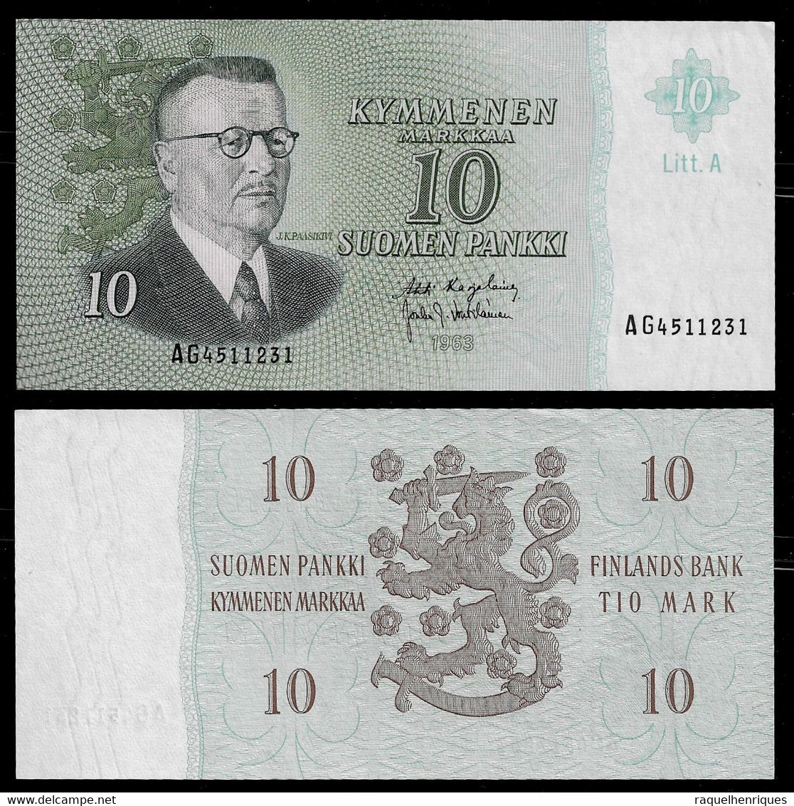 FINLAND BANKNOTE - 10 MARKKA 1963 P#104a UNC (NT#02) - Finlande