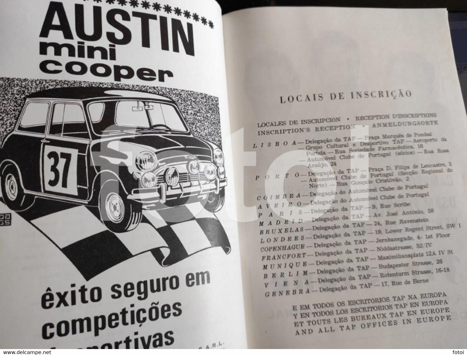 1967 FIRST RALLYE INTERNATIONAL TAP RALLY RALI  CAR WRC RACING REGULATION BOOKLET PORTUGAL MOTORSPORT - 1950-Hoy
