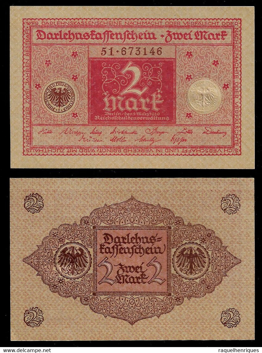 GERMANY BANKNOTE - 2 MARK 1920 P#59 UNC (NT#02) - 2 Mark