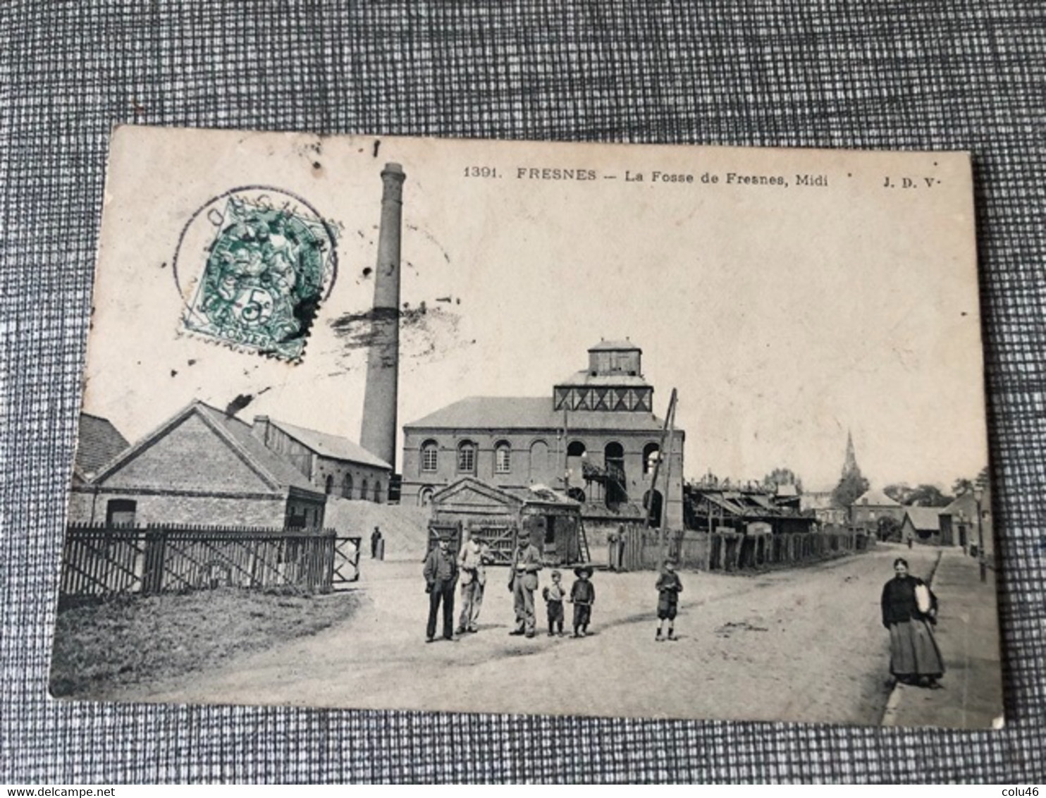 Rare Carte Postale 1907 Animée Fresnes-sur-Escaut Charbonnage La Fosse De Fresnes Midi - Valenciennes