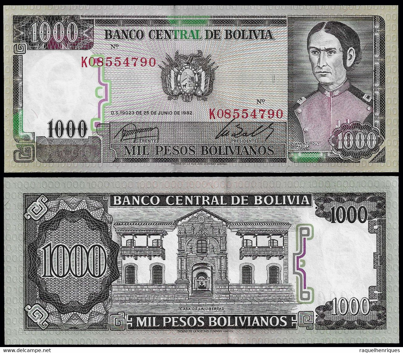 BOLIVIA BANKNOTE - 1000 PESOS 1982 P#167 UNC (NT#02) - Bolivie