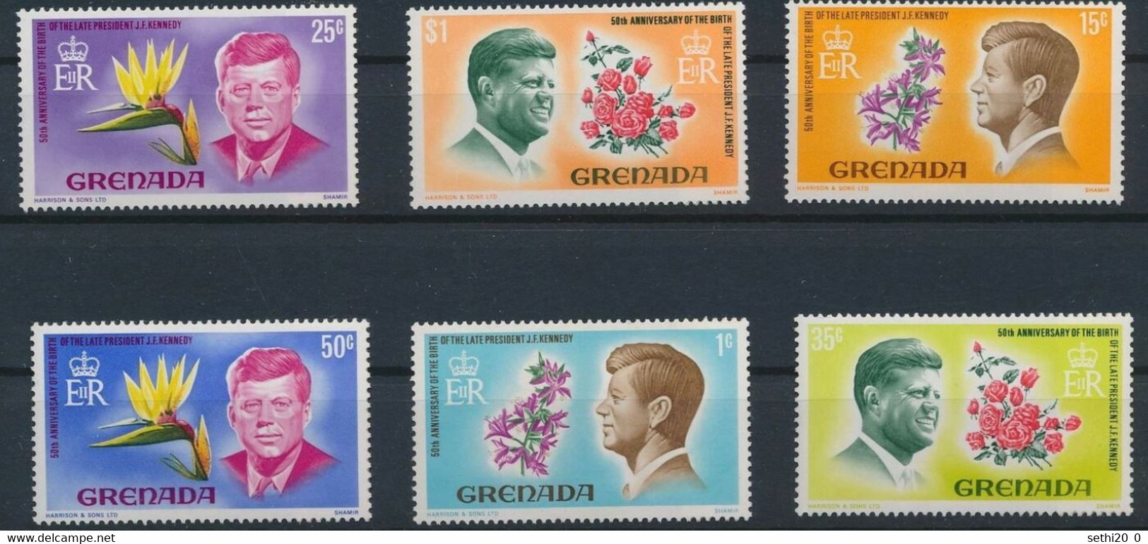 Grenade Flowers Fleurs Strelitzia Reginae John F KENNEDY  MNH - Other & Unclassified